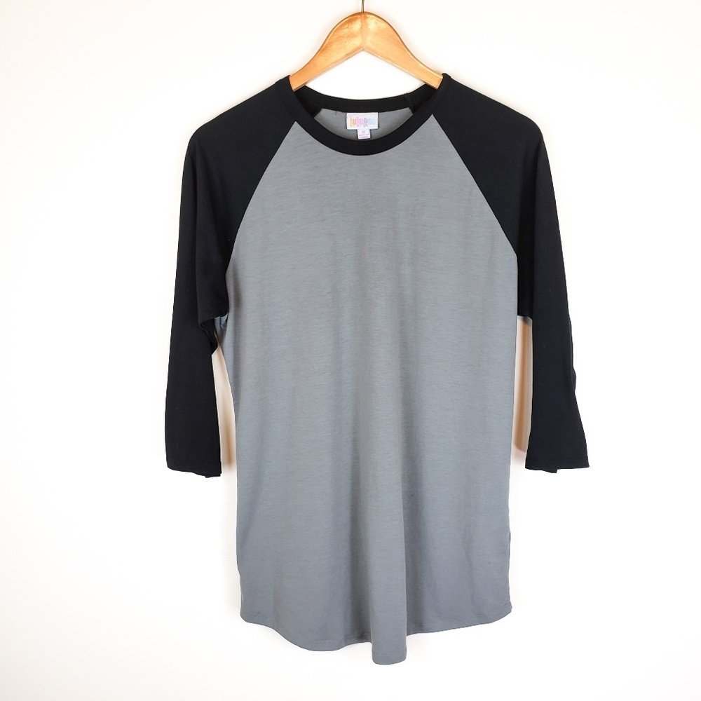 LuLaRoe Basic Baseball Tee Black/Gray Women's Med